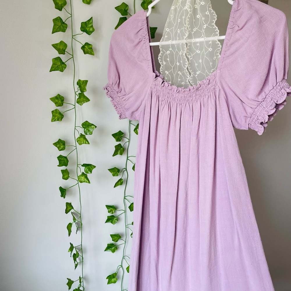 Lavender Puff Sleeve Dress
